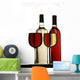 red and white wine glasses with bottles Wall Decal