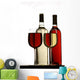 red and white wine glasses with bottles Wall Decal
