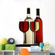 red and white wine glasses with bottles Wall Decal