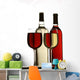 red and white wine glasses with bottles Wall Decal