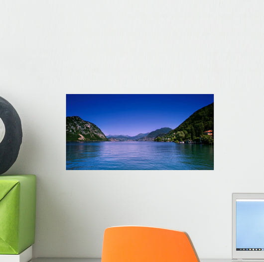 Lugano city and lake. Wall Mural