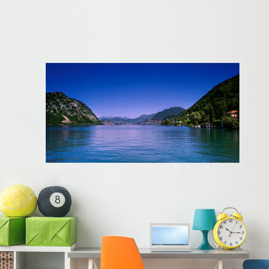 Lugano city and lake. Wall Mural