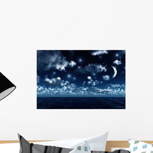 Waxing Crescent upon Ocean Wall Decal