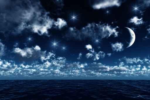 Waxing Crescent upon Ocean Wall Decal