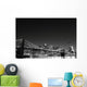 Brooklyn Bridge and Manhattan Skyline At Night, New York City Wall Mural