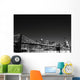 Brooklyn Bridge and Manhattan Skyline At Night, New York City Wall Mural