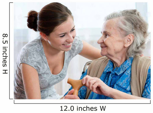Senior woman with her home caregiver Wall Mural