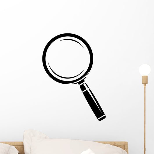 Monochromatic magnifying glass icon. Isolated on white Wall Decal