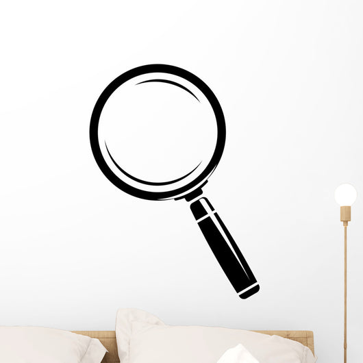 Monochromatic magnifying glass icon. Isolated on white Wall Decal