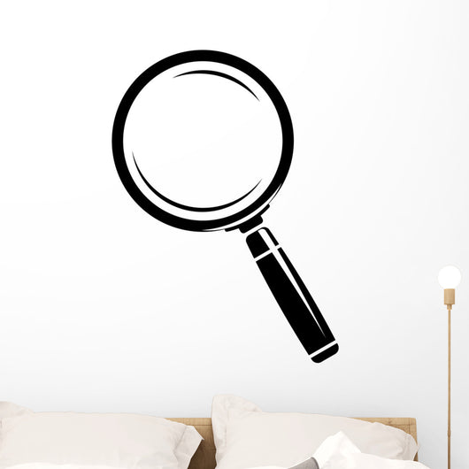 Monochromatic magnifying glass icon. Isolated on white Wall Decal