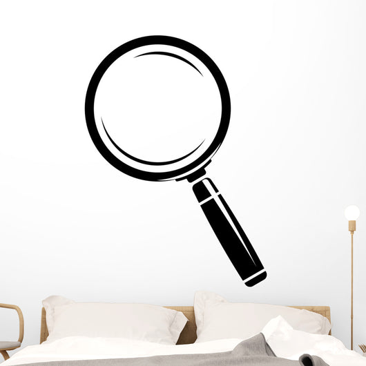 Monochromatic magnifying glass icon. Isolated on white Wall Decal