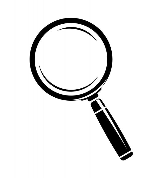 Monochromatic magnifying glass icon. Isolated on white Wall Decal