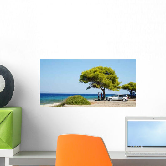Trees Sea Car Family Wall Decal