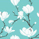 Blue Magnolia Pattern Wall Decal
