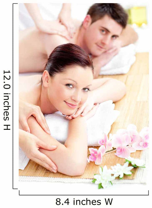 Delighted young couple receiving a back massage Wall Mural