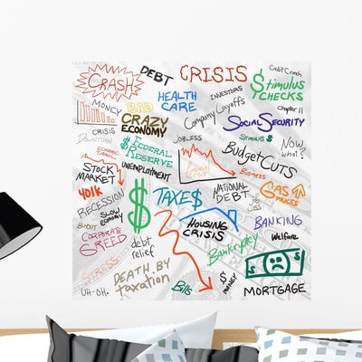 Economy Doodles Wall Mural shown on a wall