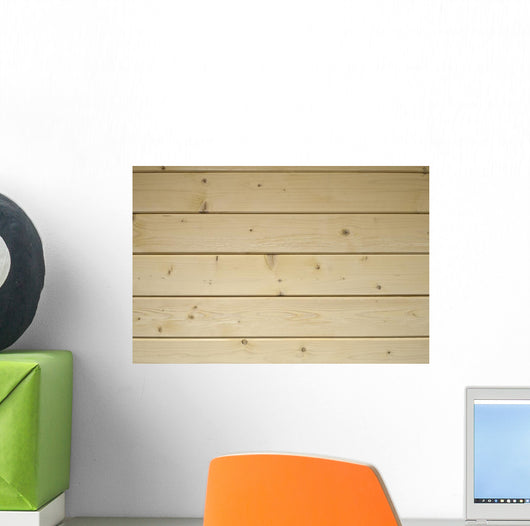 White washed pine board cabin wall Wall Mural