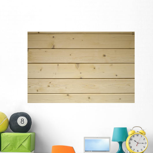 White washed pine board cabin wall Wall Mural