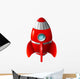 Red Space Rocket Wall Decal