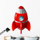 Red Space Rocket Wall Decal