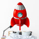 Red Space Rocket Wall Decal