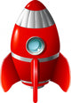 Red Space Rocket Wall Decal