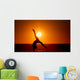 sunset silhouette gymnast on beach Wall Mural