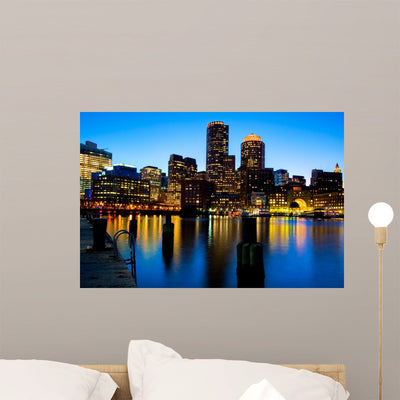 Boston Harbor Massachusetts Usa Wall Mural shown on a wall