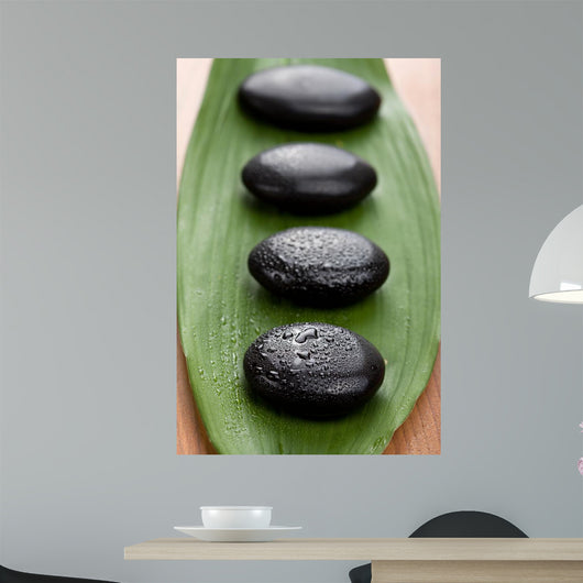 Black Spa Stones over Wall Mural