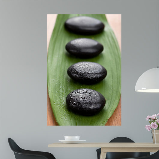 Black Spa Stones over Wall Mural