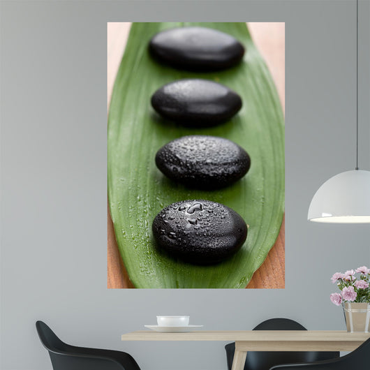 Black Spa Stones over Wall Mural