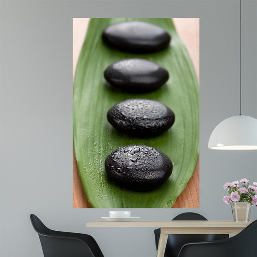 Black Spa Stones over Wall Mural