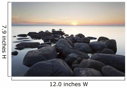 Rocks leading to open sea. Wide angle photo Wall Mural