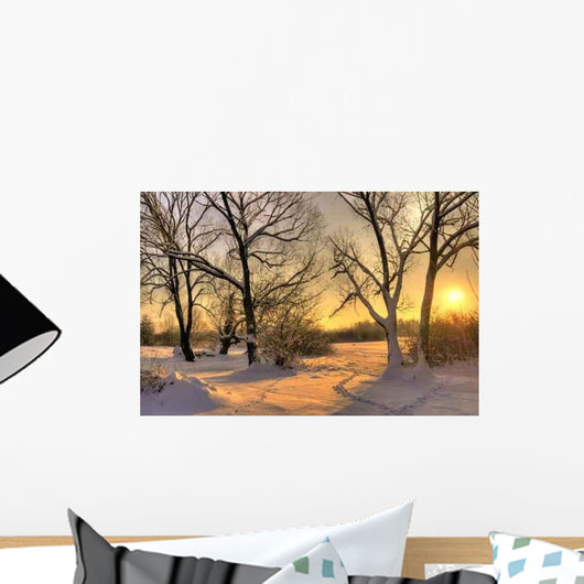 Beautiful Winter Sunset with Wall Decal