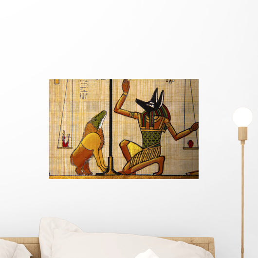 Antique Egyptian Papyrus and Wall Mural