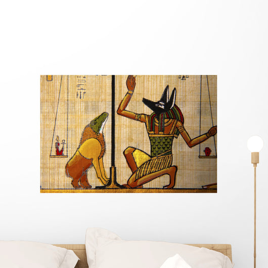 Antique Egyptian Papyrus and Wall Mural