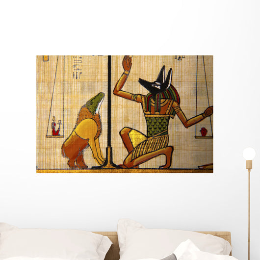 Antique Egyptian Papyrus and Wall Mural