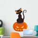 Halloween Cat on pumpkin Wall Decal
