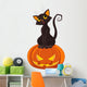 Halloween Cat on pumpkin Wall Decal