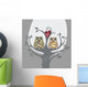 Two owls and love tree Wall Mural