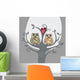 Two owls and love tree Wall Mural