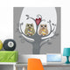 Two owls and love tree Wall Mural