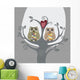 Two owls and love tree Wall Mural