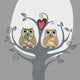 Two owls and love tree Wall Mural