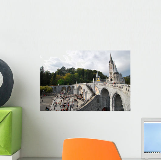 Esplanade and Our Lady of the Rosary in Lourdes Wall Mural
