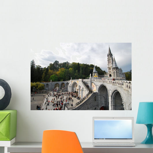 Esplanade and Our Lady of the Rosary in Lourdes Wall Mural