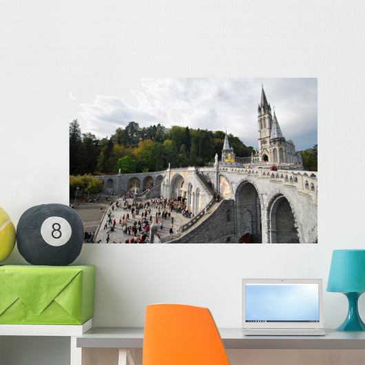 Esplanade and Our Lady of the Rosary in Lourdes Wall Mural