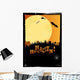Halloween invitation or card in orange design Wall Mural