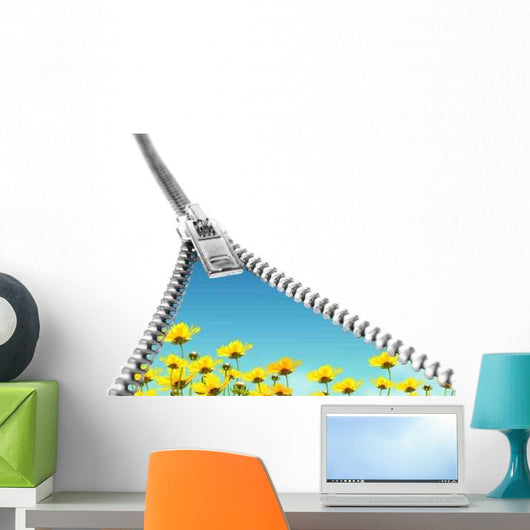 Flower Hidden behind Zip Wall Decal Design 2