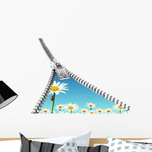 Flower Hidden behind Zip Wall Decal Design 1